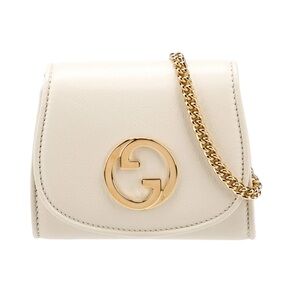 AUTH Gucci Interlocking GG Blondie Leather Mini Bag White
